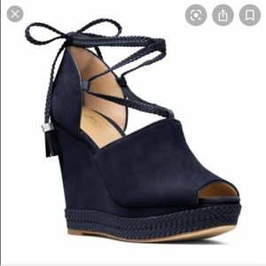 Michael Kors Navy Suede Platform Wedges